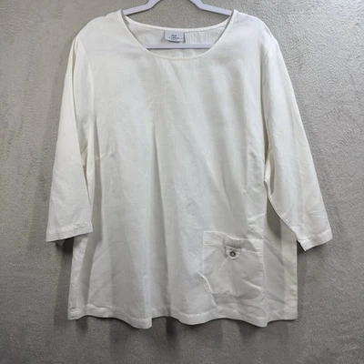 Lo último Camisa Algodón Mujeres Lino Blanca Talla 2X Transpirable Cápsula Armario Cuadrada Foto 1 de 4