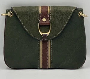 Cole Haan Purse Crossbody Shoulder Bag Leather Olive Brown Tan Gold Chain Strap - Picture 1 of 10