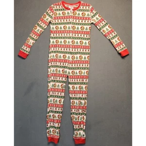 Bucees Kids Youth Size Medium One Piece Long Johns Pajamas Lounge Christmas - Picture 1 of 4