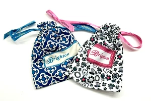 Brighton Satin Jewelry Logo Bags Pouch Style Storage Blue Pink Ribbon Drawstring - Picture 1 of 4