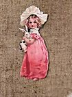 U Choose Vintage Inspired Girl in Pink Dress Rabbit Easter Cardstock Decoration
