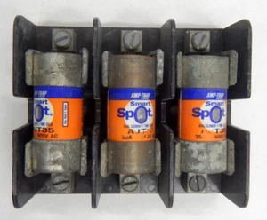 Ferraz Shawmut 60603J Class J 60 amp 600v Fuse Holder With 3 x AJT35 Fuses USED - Picture 1 of 5