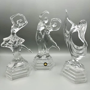 Set Of 3 Royal Crystal Rock Lead Crystal Dancer Figurines Ballerina - Picture 1 of 19