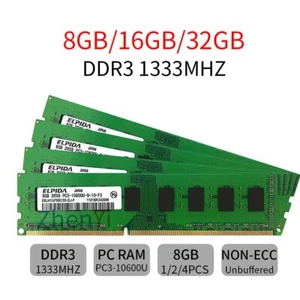 Elpida 32GB 16GB 8GB DDR3 1333MHz PC3-10600U 240Pin Desktop Memory SDRAM Lot BT - Picture 1 of 15