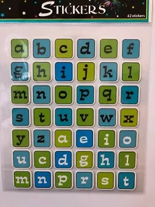 1 sheet (42 stickers ) blue green alphabet stickers DIY cards journals planner - Picture 1 of 1