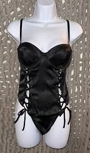 Victoria’s Secret Very Sexy Satin Jacquard Lace-Up Strapless Teddy Lingerie M - Picture 1 of 5