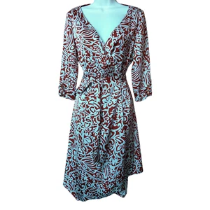 Antonio Melani Women's Size 2 3/4 Sleeve Geometric Print Wrap Dress Lined - Picture 1 of 9