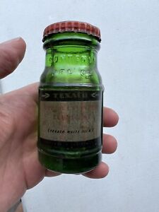 Vintage TEXACO UPPER CYLINDER LUBRICANT GREEN GLASS BOTTLE
