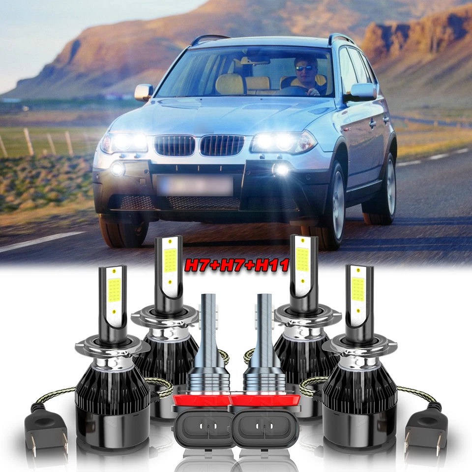 Para BMW X3 2004 2005-2014-6x 6000K Faro LED Alto/Bajo + Kit Bombillas Antiniebla Foto 1 de 4
