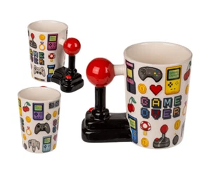 Lustige retro Keramik Tasse "Game Over" mit oldschool Joystick Griff für Nerds  - Bild 1 von 1