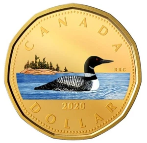 ๐จ๐ฆ Rare Canada $1 Special Dollar Coin Loonie, Coloured Gold Plated, UNC, 2020 - Picture 1 of 2