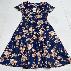 Helyo Blue Floral Casual Short Sleeve Scoop Neck Dress Women’s Size Medium New - Picture 1 of 7