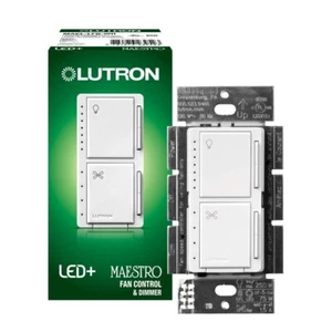 NUEVO atenuador de luz de control de ventilador Lutron Maestro - LED blanco opciones de paquete múltiple - Imagen 1 de 5