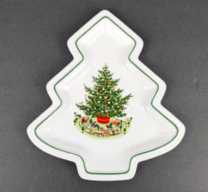 Pfaltzgraff Christmas Heritage Tree Shape Serving Dish Candy Xmas Tree Toy Train - Picture 1 of 5