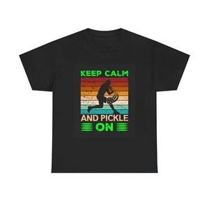 Keep Calm and Pickleball On T-Shirt, Pickleball Player Gift, Funny Sports Tee, - Picture 1 of 5