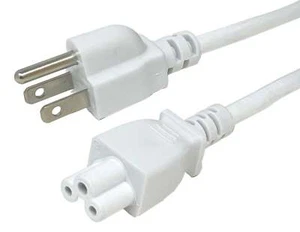 SF Kabel 1 Fuß 18 AWG 3 Steckplätze Laptop Netzkabel IEC320 C5 auf NEMA 5-15P - weiß - Bild 1 von 3