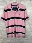 American Eagle Mens Pink Striped Classic Fit Short Sleeve Polo Shirt Sz Large
