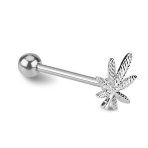 1PC Pot Leaf-shaped Tongue Stainless Steel Stud Body Piercing Jewelry GS