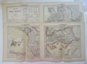 Ottoman Empire Balkans Serbia Albania Romania 1885 Flemming huge 4 sheet map - Picture 1 of 17