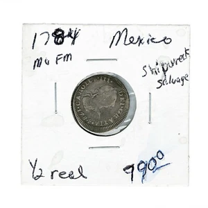 Mexico 1784 1/2 Reale Spain silver cob pirate treasure coin - Picture 1 of 2