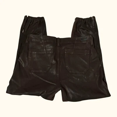 Pantalones Jogger Paige Mayslie Para Mujer Talla 31 Marrón Cacao Imitación Cuero Cremallera Tobillo Defecto Foto 1 de 4