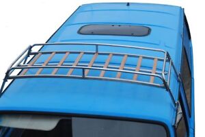 VW T25 silver powder coated steel roof rack with solid beech slats 0.6m C9070P