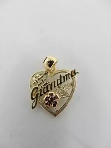 *COLGANTE DAMAS ORO AMARILLO 14KT CORTE DIAMANTE "#1 ABUELA" #W65 - Imagen 1 de 7