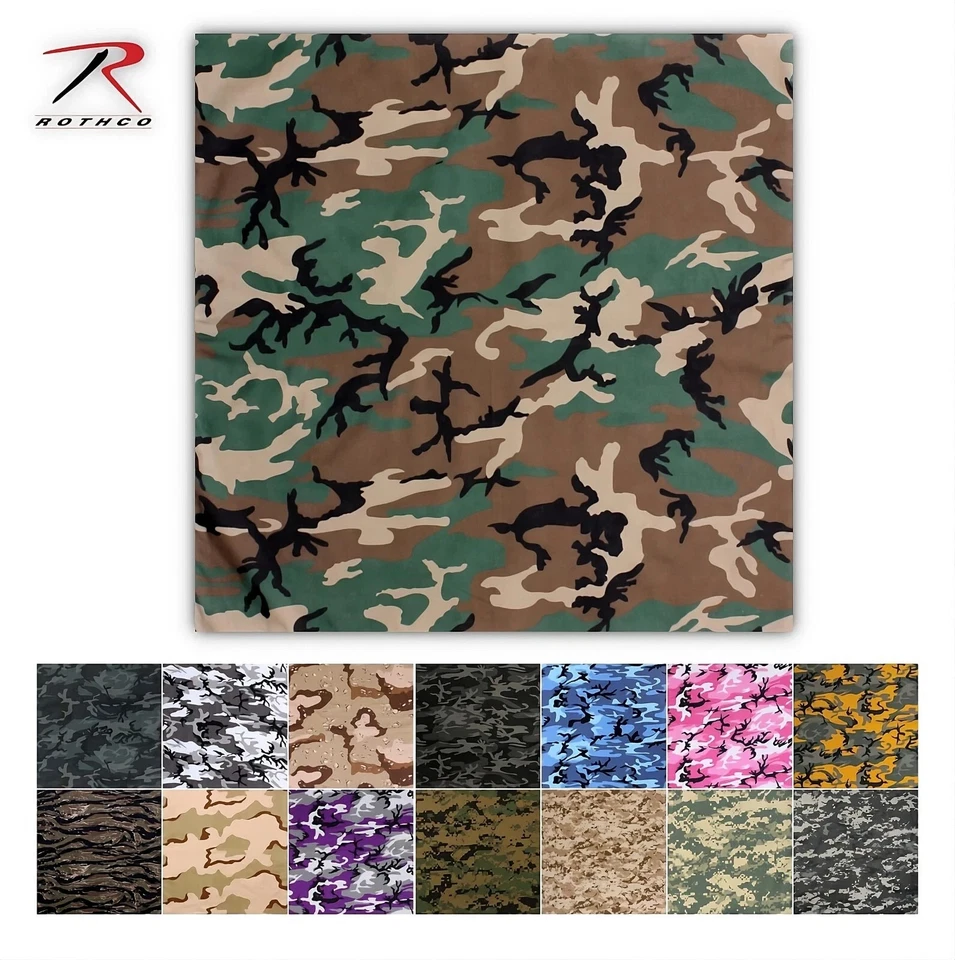 Rothco 4347 X-Large 27" Jumbo Camuflaje Bandana Bufanda Colores Militares Foto 1 de 1
