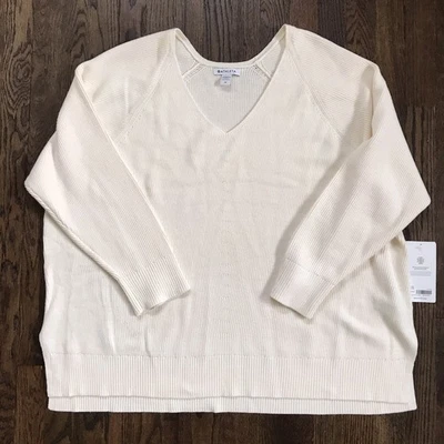 NUEVO CON ETIQUETAS ATHLETA Crema Hannover Cuello en V Suéter Poliéster Lana Merino Extra Fina 3XL Foto 1 de 4