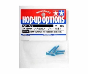 Tamiya 53776 3x16mm Countersunk Hex Head / Blue (5 Pcs.), (TRF's/TB Evo's), NIP - Picture 1 of 2
