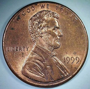 1999-P Lincolnc Cent, Error- Reverse Die Crack (A237) - Picture 1 of 4