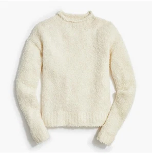J Crew Bouclé Mockneck Sweater. Medium Cream Long Sleeve Pullover - Picture 1 of 12