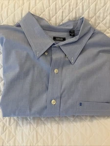 Izod Button Down Shirt Men 4XL Big Blue Premium Essentials Long Sleeve Collared - Picture 1 of 12