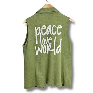 Peace Love World Alina Villasante Womens Vest Sz S Green Button Up Sleeveless - Picture 1 of 13