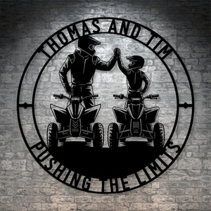Personalized Father And Son ATV Metal Sign. Custom Quadbike Wall Decor Gift - Picture 1 of 6