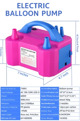 Electric Balloon Pump Portable High Power Air Inflator Wedding Birthday Party UK - Image 1 of 4