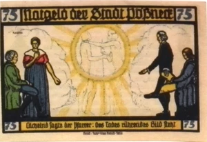 1921 Alemania POBNECK 75 Phennig billete/dinero de emergencia - Imagen 1 de 2
