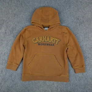 Carhartt Hoodie Boys Small 8-10 Brown Sweatshirt Sweater Workwear Youth Kids S - Picture 1 of 9