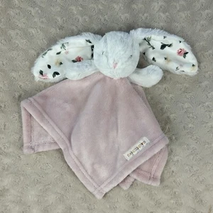 Blankets & Beyond Pink White Bunny Rabbit Lovey Security Blanket Floral Ears - Picture 1 of 5