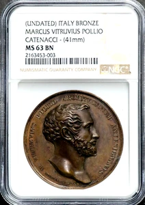 Circa 1830 Marcus Vitruvius Pollio - Catenacci Medal Italy NGC MS 63 BN  CC611 - Picture 1 of 8