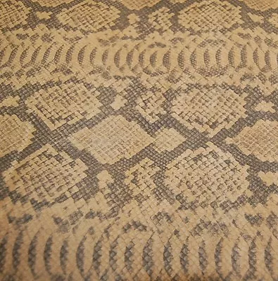 24 x 24 inches 3oz. Tan Pig Split Suede Python Print Leather Hide Skin N23 24x24 - Image 1 of 4