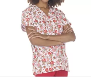 NWT Women's Large Christmas Cookie & Cocoa Gingerbread I Love Scrubs Scrub Top - Picture 1 of 1