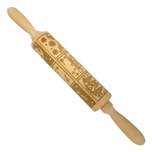 Engraved Embossing Rolling Pins with Christmas Nativity Christ Pattern Home Gift - Picture 1 of 7