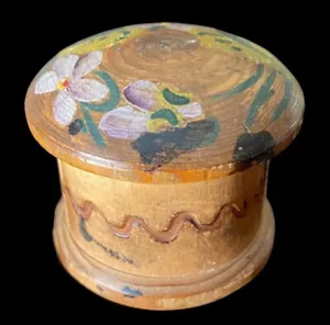 Caja de baratija de madera vintage pintada a mano redonda - Imagen 1 de 22