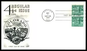 1959 The Hermitage Denver 4.5c Sc 1059 coil line pair FDC Fleetwood cachet (L11 - Picture 1 of 1