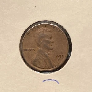 1953 S Lincoln Wheat Cent Clipped Planchet Clip Error VF - Picture 1 of 3