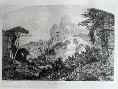 Édouard Bertin Maxime Lalanne gravure eau forte etching Paysage Grecs Grèce - Photo 1/4
