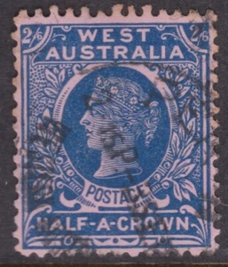 c.1902 Series WA Half a Crown Western Australia 2'6 QV Blue on Rose   REF: WA26D - Picture 1 of 2