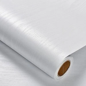 64ft Vinyl White Wood Grain Self-adhesive Wallpaper Furniture Cabinet Stickers - Picture 1 of 21