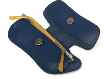 Hombres Mujeres Gafas Estuches Gafas de sol Bolso Bolsillo Cuero de Vaca Bolsa Azul H953 Foto 1 de 4